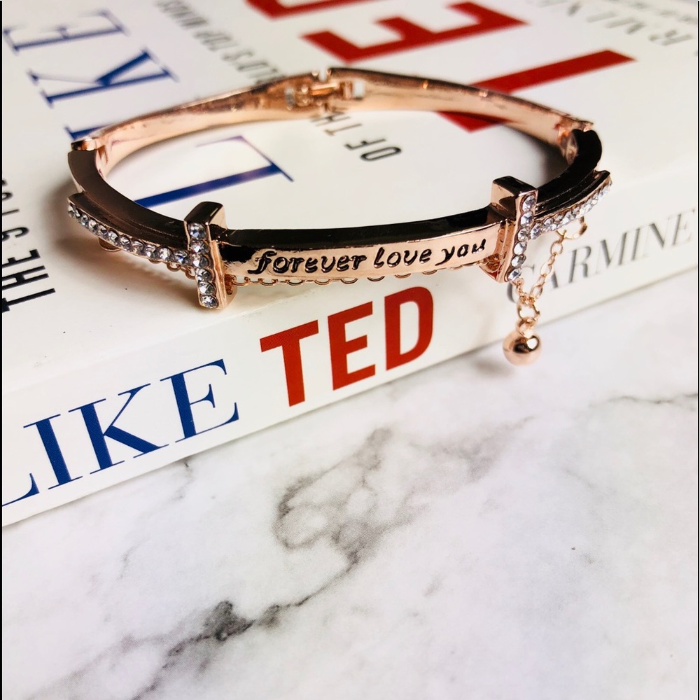 New Forever Love You Rhinestones RoseGold Bracelet
